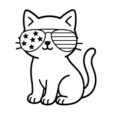 COOL CAT WITH AMERICAN FLAG GLASSES 4TH OF JULY