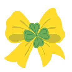 Gold Coquette Bow with Shamrock St. Patrick's Day Print and Cut