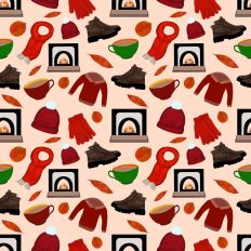 Cosy autumn seamless pattern - smaller design