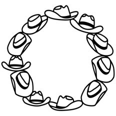 Cowboy Hat Circle Frame Border