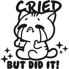 cried but did it cute cat inspirational lineart
