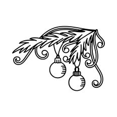 Christmas tree branch with ornaments