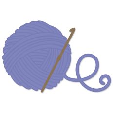 Ball of yarn with crochet hook