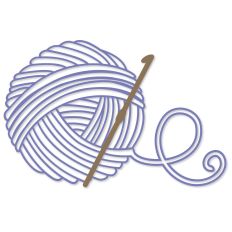 Ball of yarn with crochet hook
