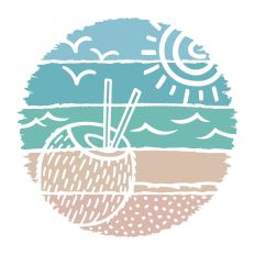 Beach Distressed Circle Coconut Drink