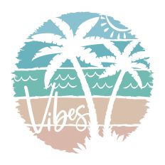 Beach Distressed Circle Palm Trees