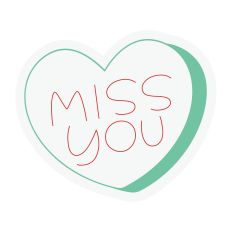 Miss You Candy Heart Sketch Design