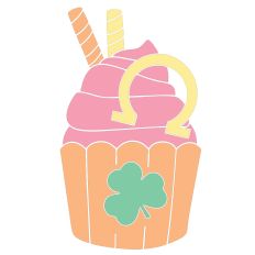 St Patrick's Cupcake with Horseshoe and Lucky Clover 