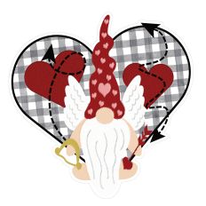 Cupid Gnome Gingham Checked Heart