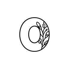 0 Monogram with Flowers and Leaves