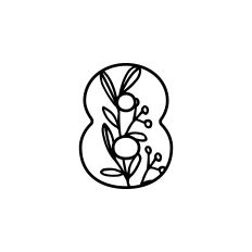 8 Monogram with Flowers and Leaves