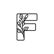 F Monogram with Flowers and Leaves