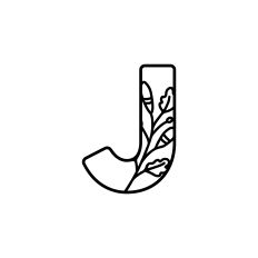 J Monogram with Flower and Leaves
