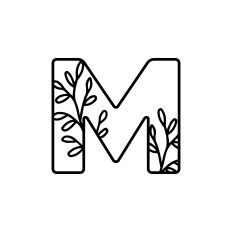 M Monogram with Flowers and Leaves