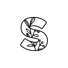 S Monogram with Flowers and Leaves