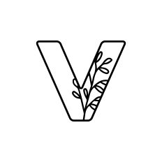 V Monogram with Flowers and Leaves