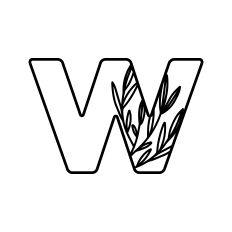 W Monogram with Flowers and Leaves