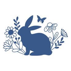 Bunny Silhouette with Flowers Surrounding 