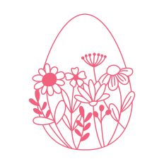 Easter Egg outline with Flowers