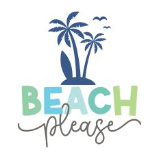 Beach Please with palm trees and surfboard