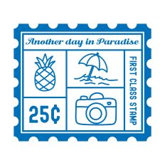 Another Day In Paradise with postage stamp