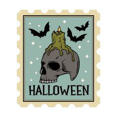 Halloween with skull and bats