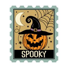 Spooky with witch jack o'lantern