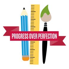 Progress Over Perfection with school supplies