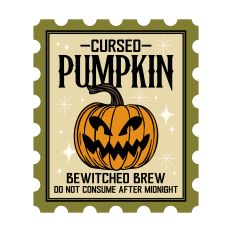 Cursed Pumpkin postage stamp with pumpkin