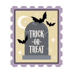 Trick or Treat postage stamp with grave stone