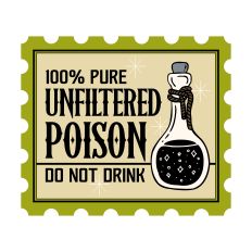 Unfiltered Poison postage stamp with potion