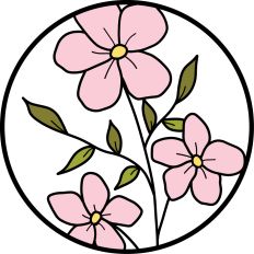 Pink Flowers in Circle, Round