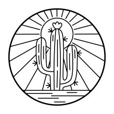 Cactus with Sunshine Rays Black and White