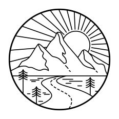 Round with Mountains and Sun Uncolored