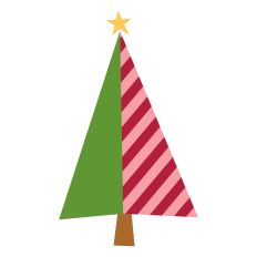 Christmas Tree Green and Striped Red/Pink