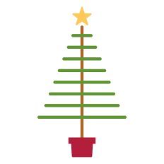 Green and Red Christmas Tree with Line Branches