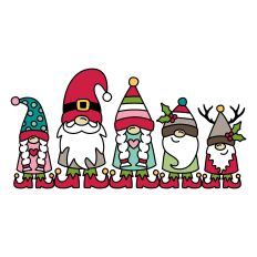Family of Five Holiday Colored Gnomes