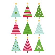 Christmas Tree Set of 9 Colored Trees