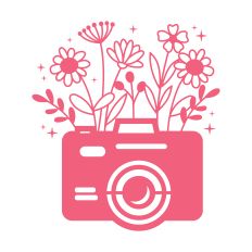 Camera with flowers