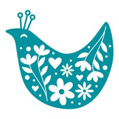 Modern Decorative Bird with flowers and hearts