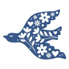 Modern Decorative Dove with flowers and hearts