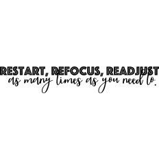 Restart Refocus Readjust as many times as you need to