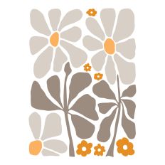 Funky Flowers Taupe and Orange
