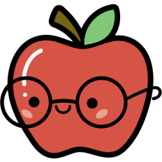 cute apple with glasses