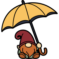 cute autumn gnome under umbrella