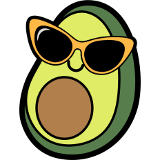 cute avocado with sunglasses