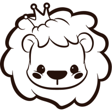 cute baby king lion with a crown lineart