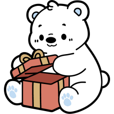cute bear opening christmas present