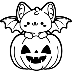 cute bat in a pumpkin lineart