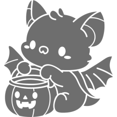 cute bat with a pumpkin basket